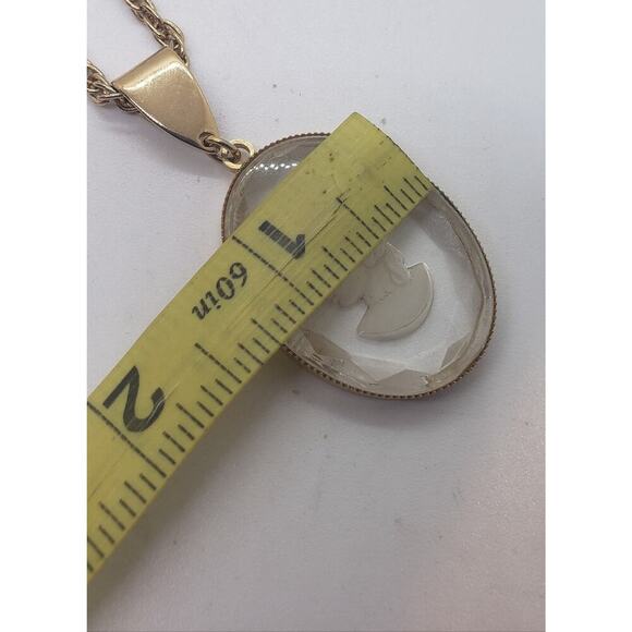Vintage Intaglio Reverse Engraved Cameo Necklace Rope Chain Faceted Pendant 1970 - Picture 11 of 12